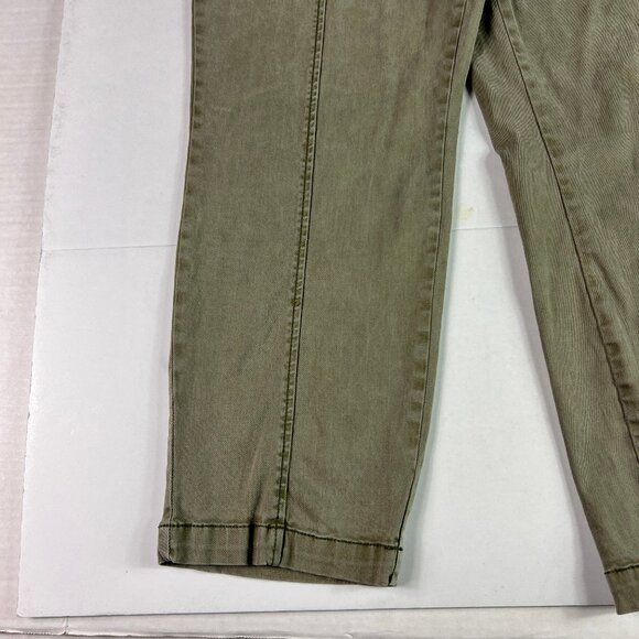 Joie Pants Women's 32x26* High Rise Front Seam Crop Green Stretch Chinos Tag L - Picture 6 of 16